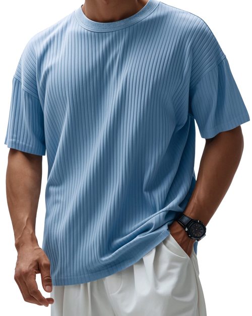 Men's Round Neck Casual Pit Solid Color Short-sleeved T-shirt