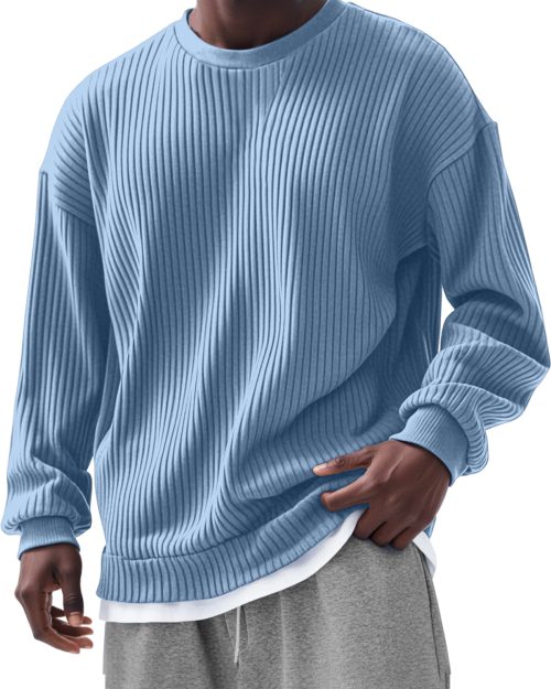 Men's Casual Solid Color Pit Long Sleeve T-Shirt