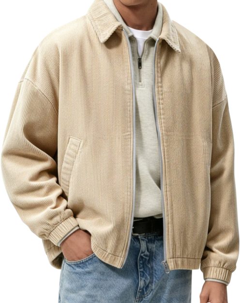 Men's Simple And Fashionable Corduroy Zipper Jacket