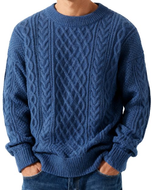 Men's Jacquard Textured Crewneck Knit Sweater