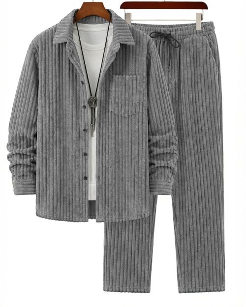 Men's Vintage Corduroy Shirt And Pants Set OOTD