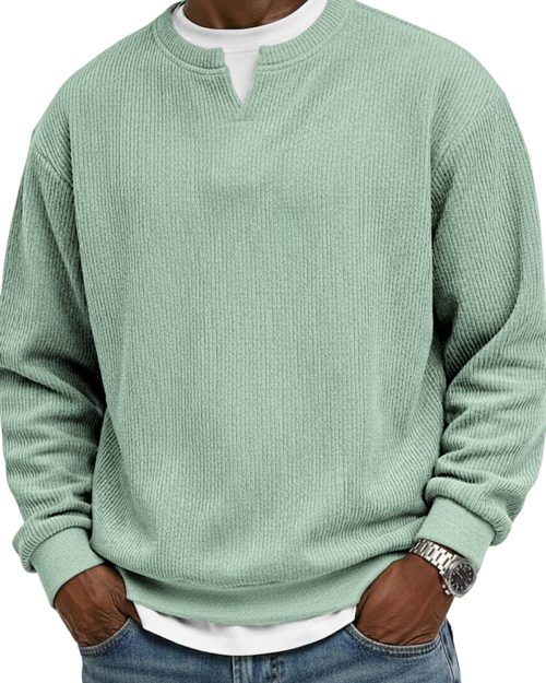 Men's Simple Ribbed Notched Collar Faux Two-piece Top